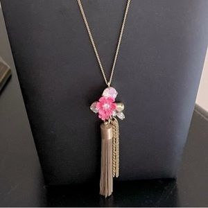 J. Crew Pink Floral Pendant Necklace